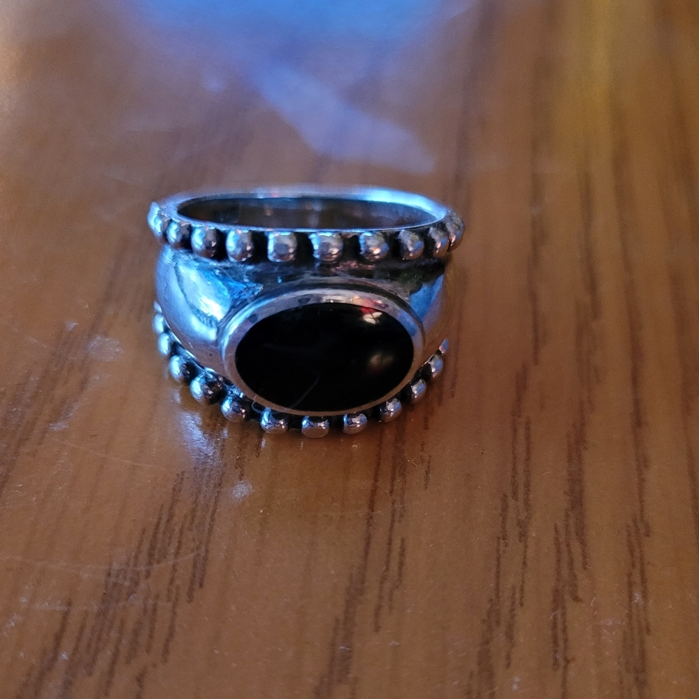 Sterling Silver .925 Onyx Ring Size 8